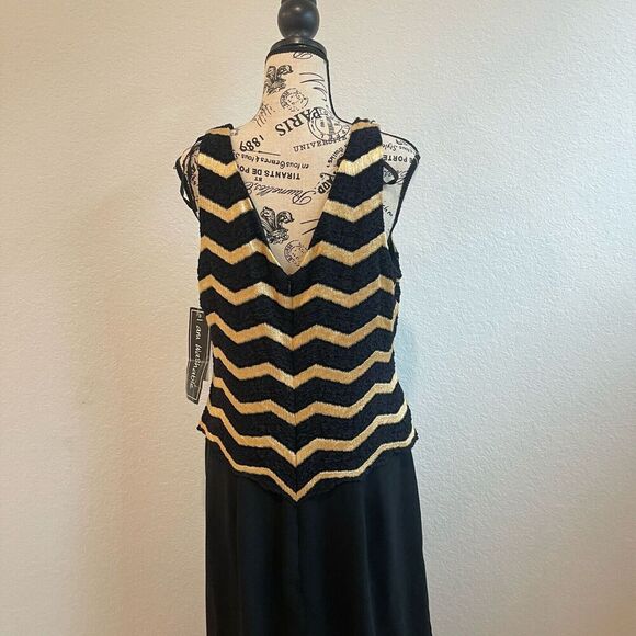 Vintage Sheri Martin Jumpsuit 16 Black Gold Classy Chevron‎ Formal Event - Picture 5 of 16